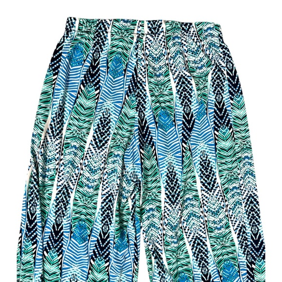 AB Studio Turquoise and Navy Abstract Wide Leg Pants - Picture 9 of 9
